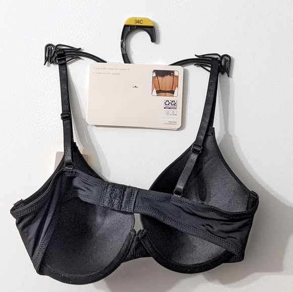 SIZE 34C BLACK WOMEN'S T-SHIRT BRA, NWT - Picture 2 of 3